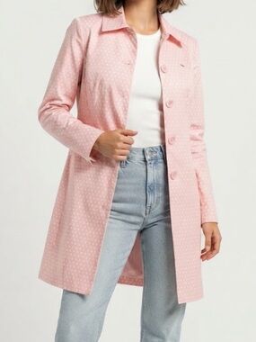 Norton McNaughton Vintage Women’s Light Pink Polka Dot Trench Coat Size 8P